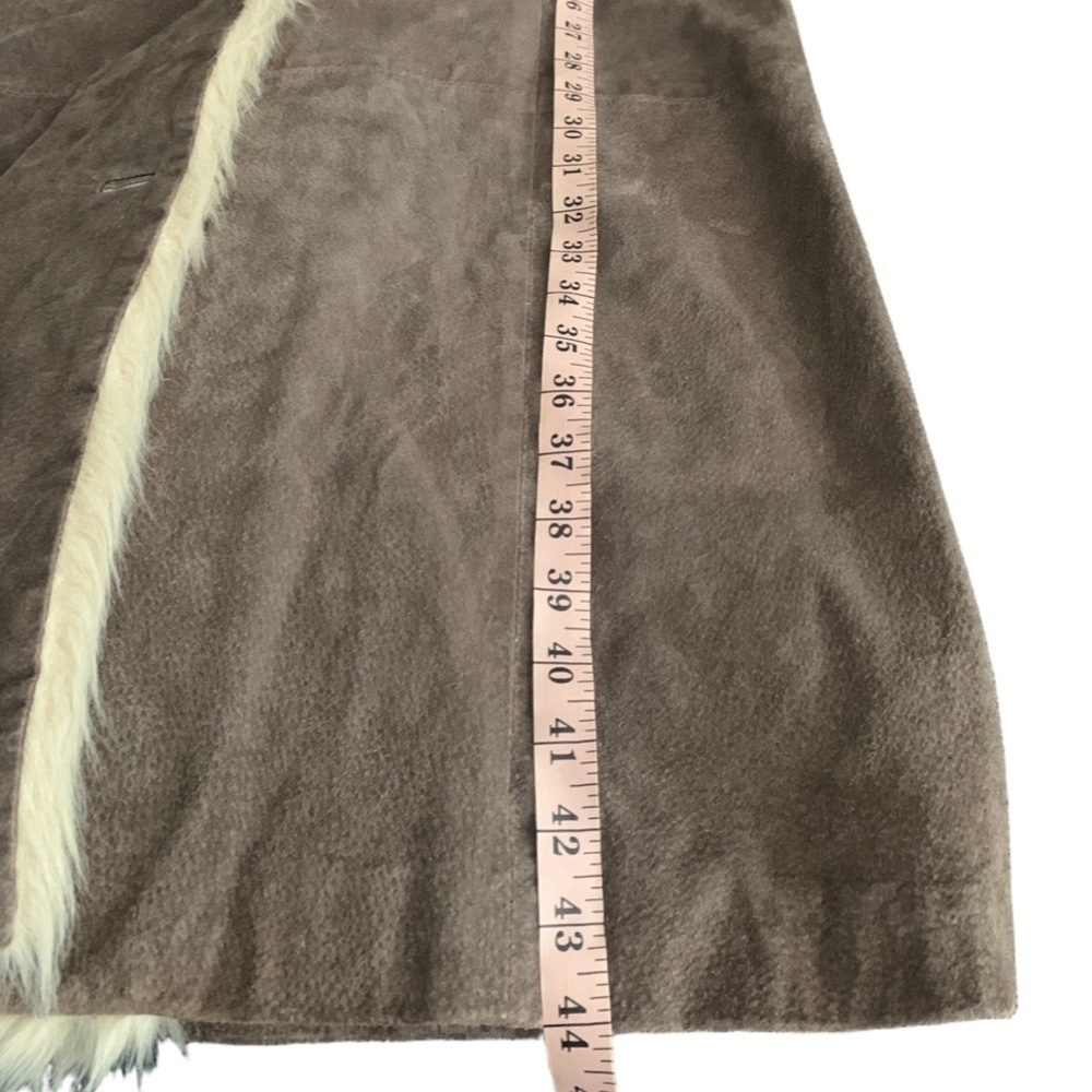 Wilsons Leather Maxima Penny Lane Brown Suede Coat with Faux Fur Trim - Picture 9 of 12